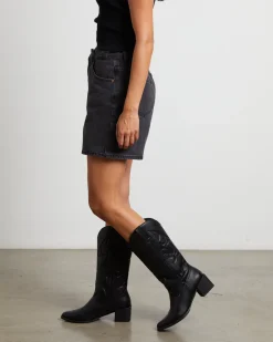 Vinnie Vintage Denim Shorts in Afters Black