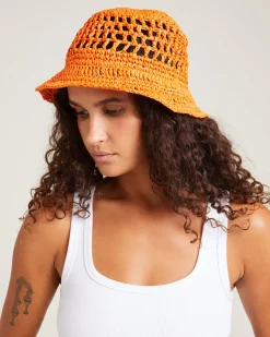 Vista Straw Bucket Hat in Orange