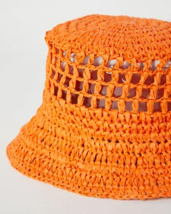 Vista Straw Bucket Hat in Orange