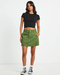 Water Pipe Cargo Mini Skirt in Khaki