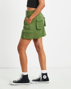 Water Pipe Cargo Mini Skirt in Khaki