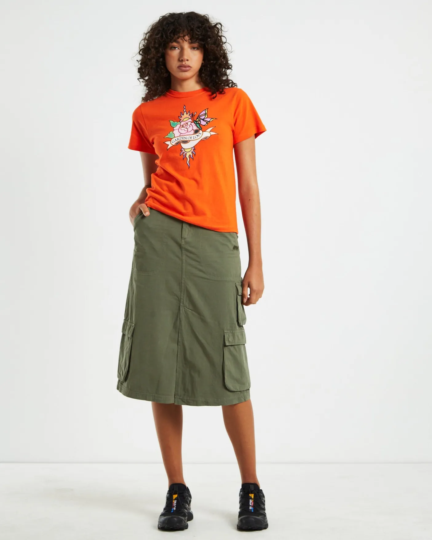 Waterpipe Midi Cargo Skirt Khaki