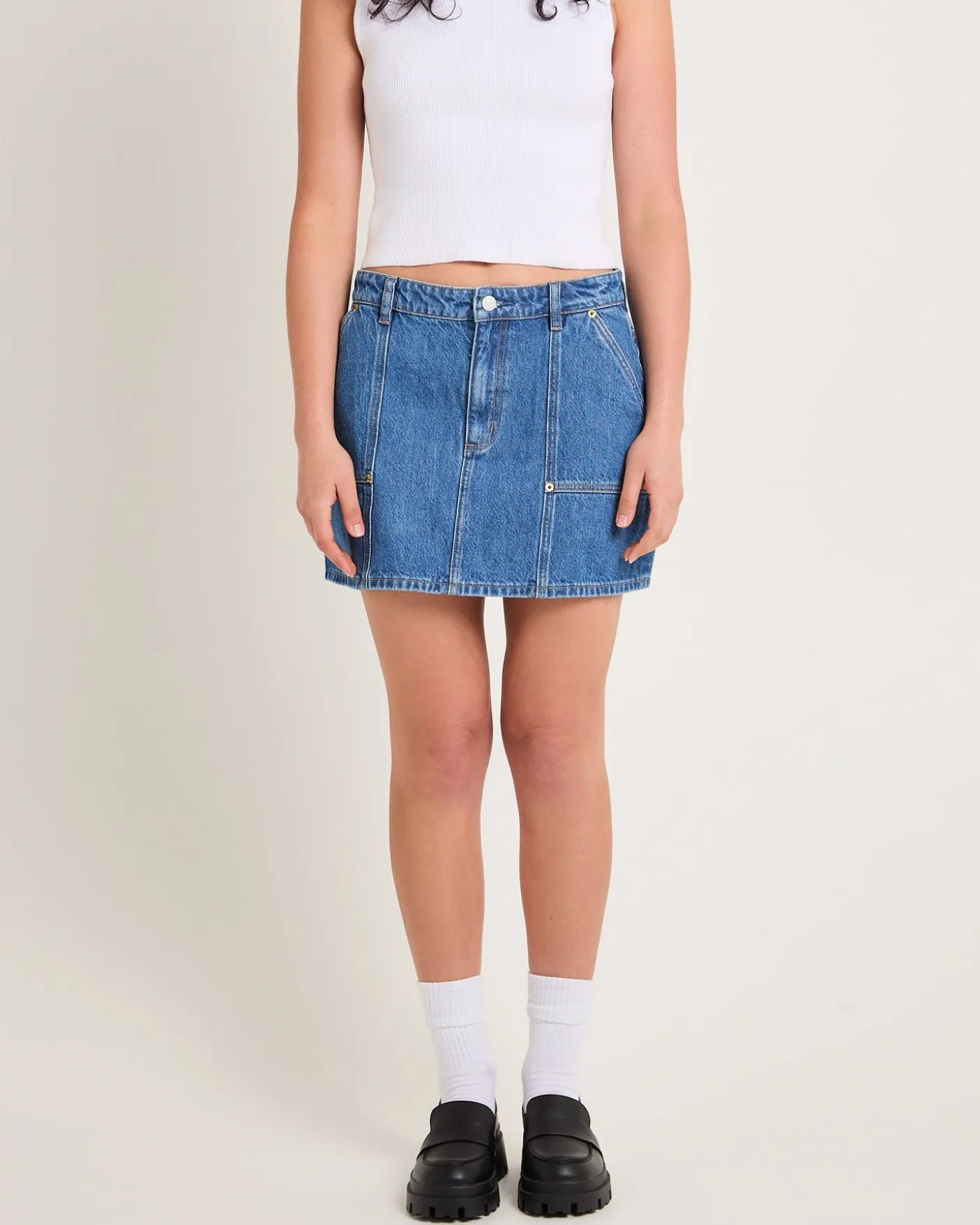 Worker Denim Mini Skirt