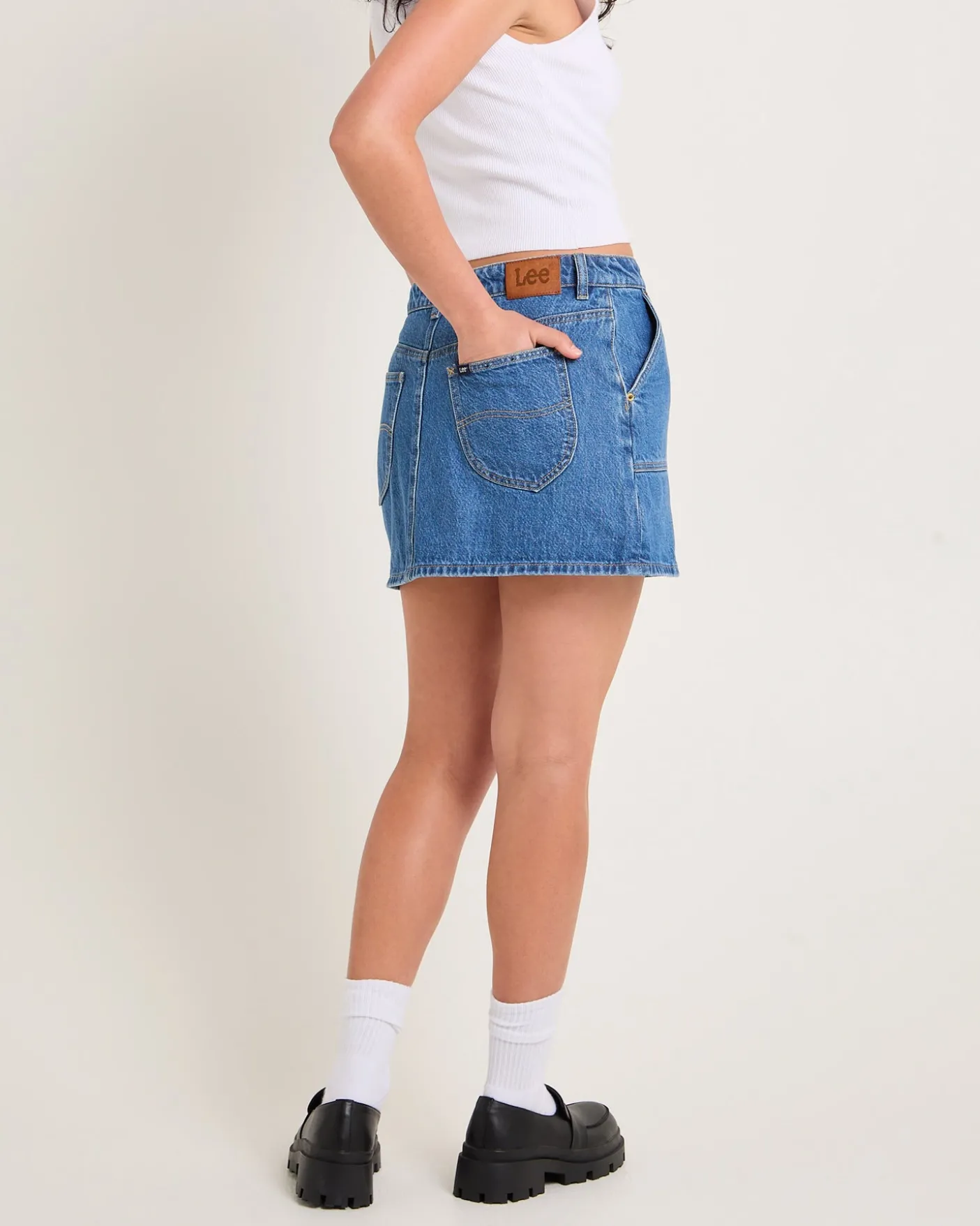 Worker Denim Mini Skirt