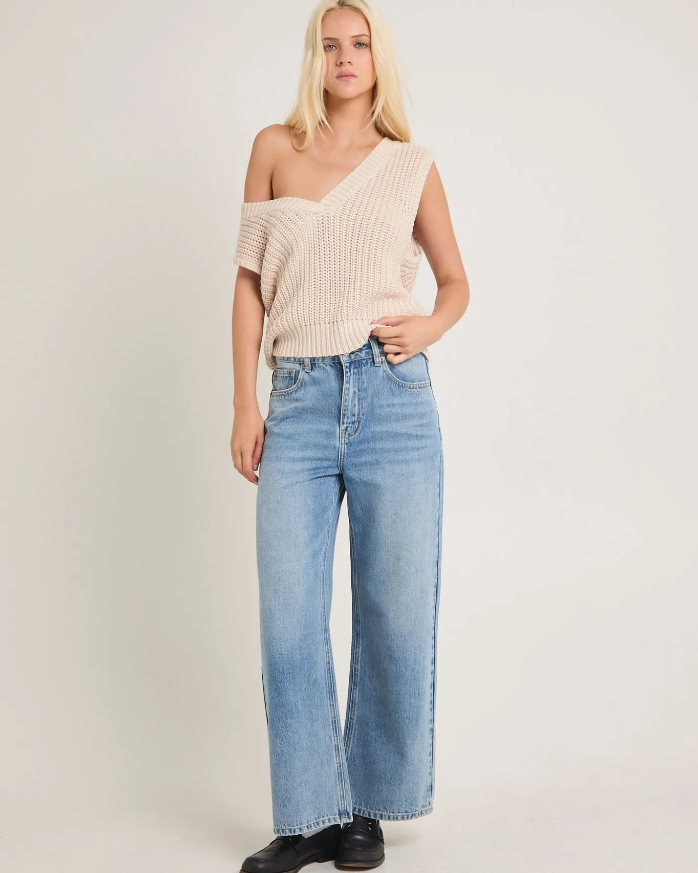 Wren High & Wide Denim Jeans Petite