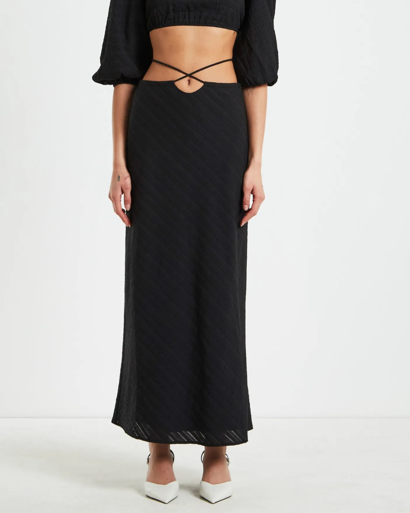 Wren Wrap Midi Skirt in Black