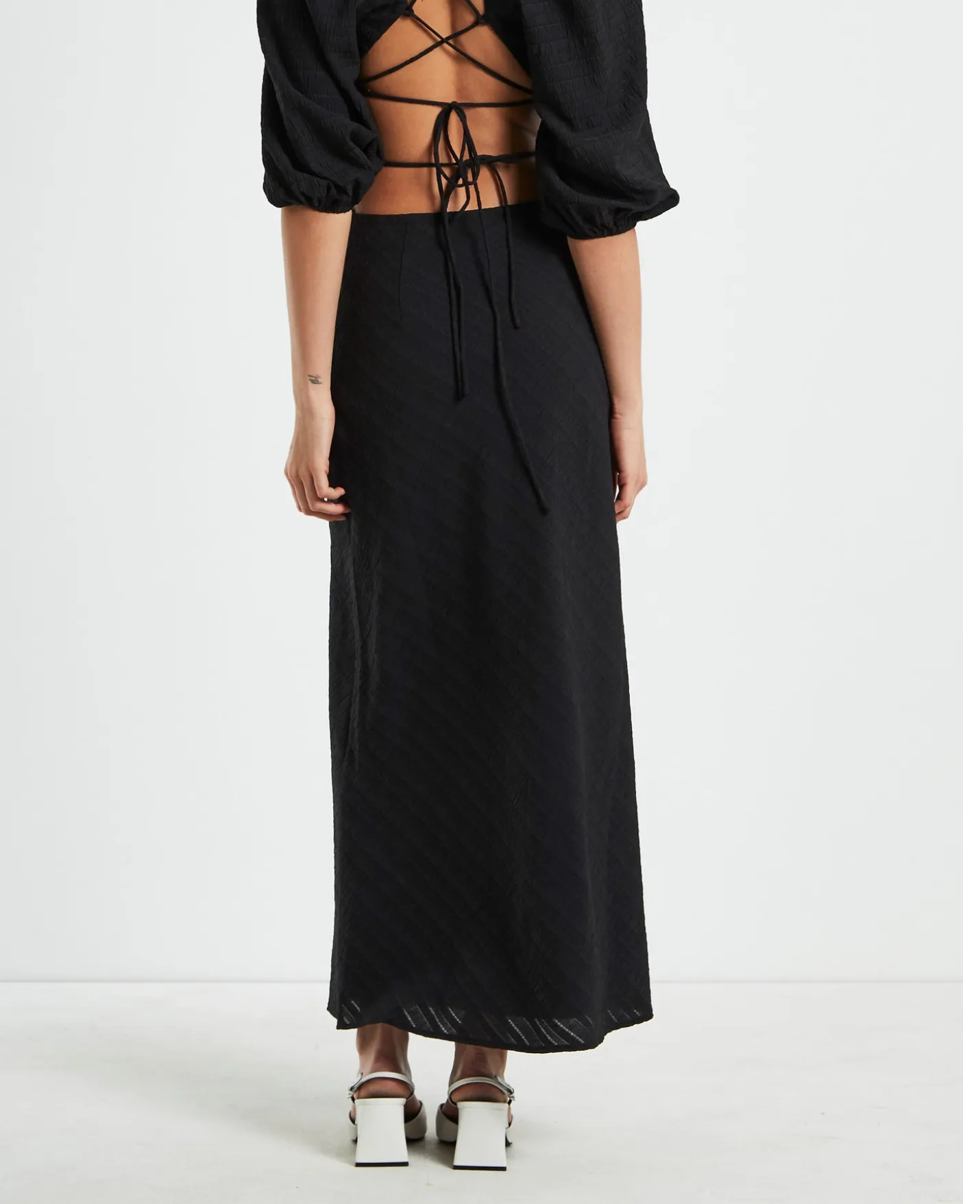 Wren Wrap Midi Skirt in Black
