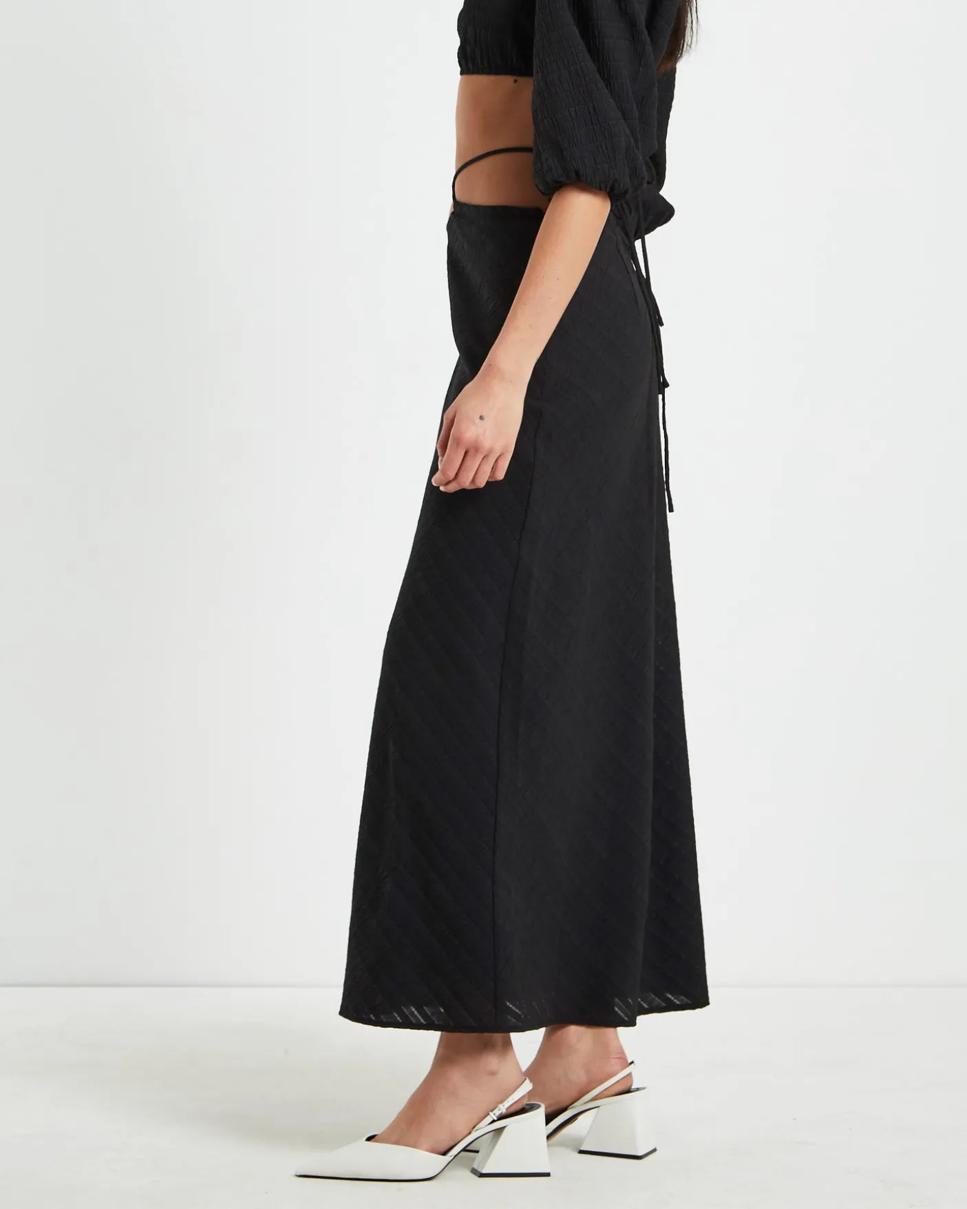 Wren Wrap Midi Skirt in Black