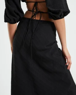 Wren Wrap Midi Skirt in Black