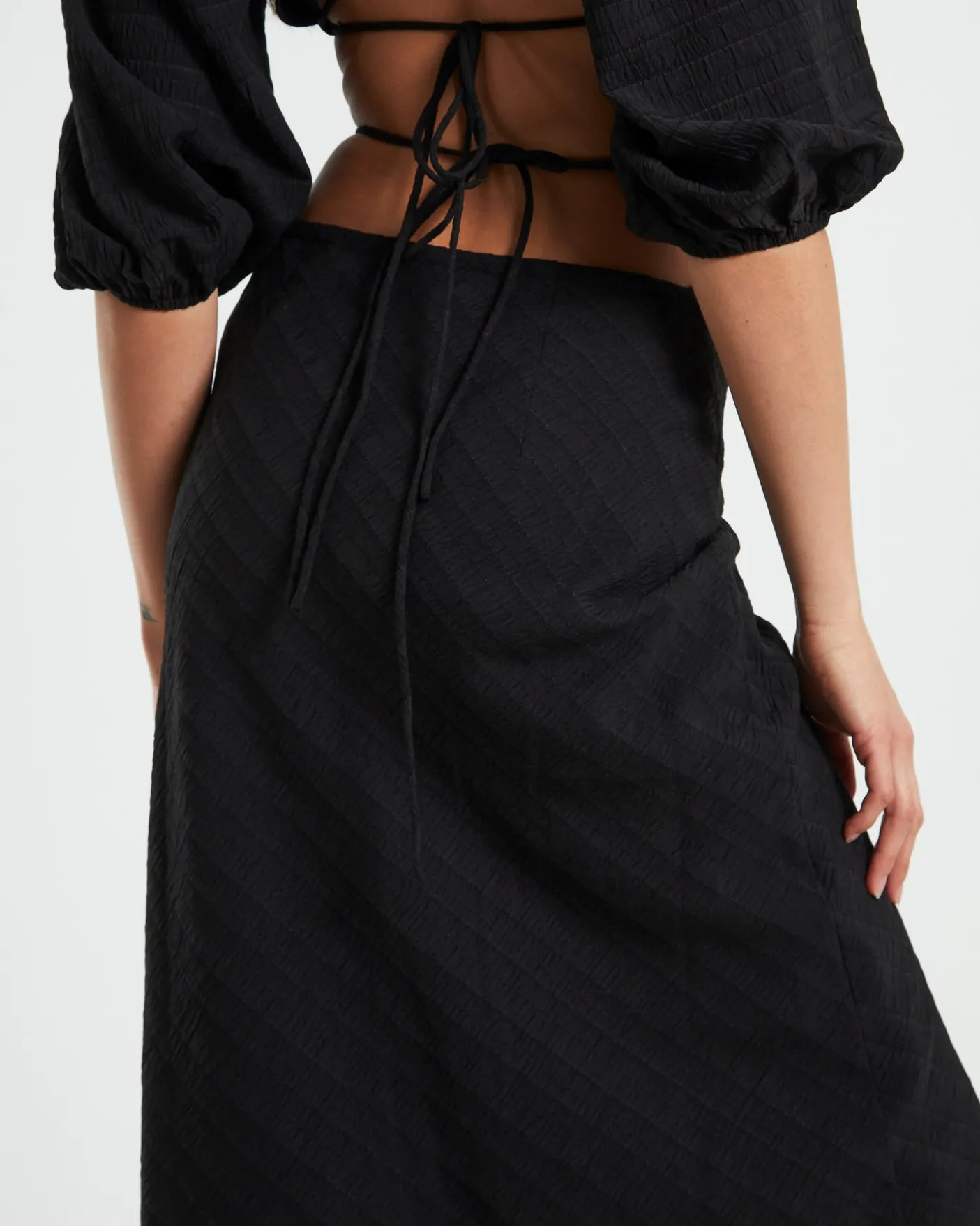 Wren Wrap Midi Skirt in Black