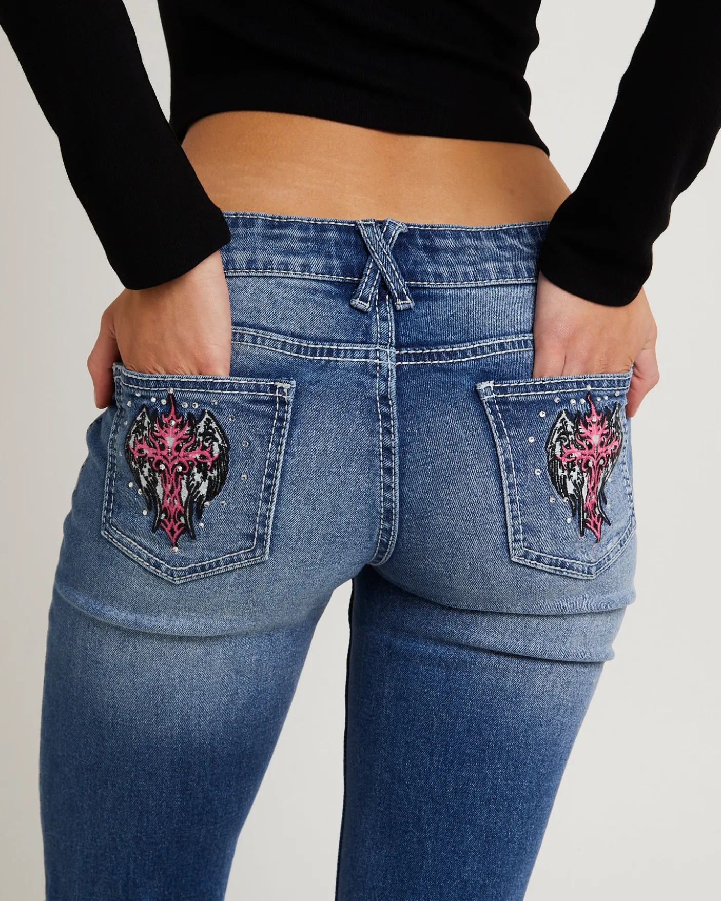 Y2K Low Flare Bedazzle Denim Jeans