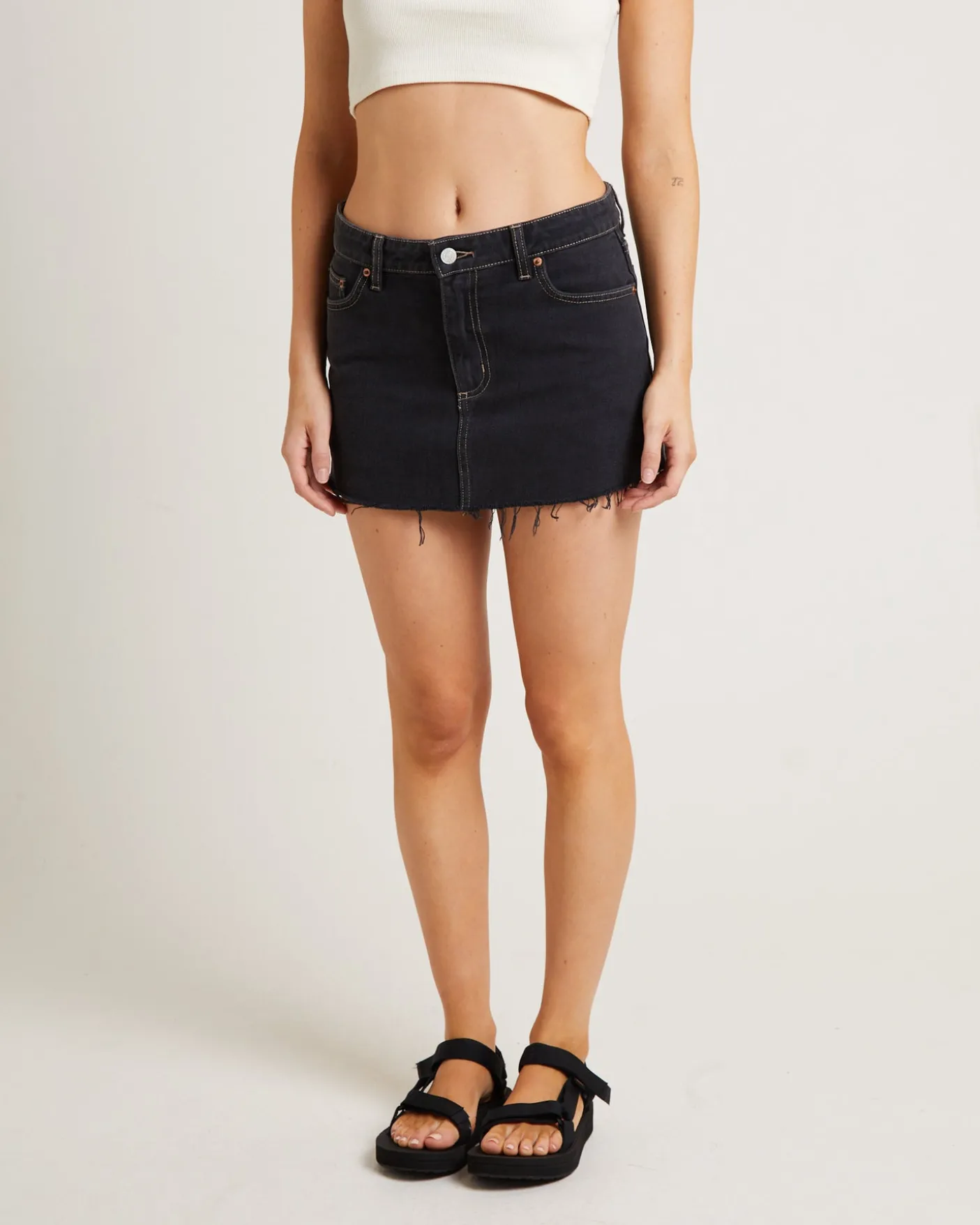 Y2K Low Mini Hollaback Denim Skirt in Black