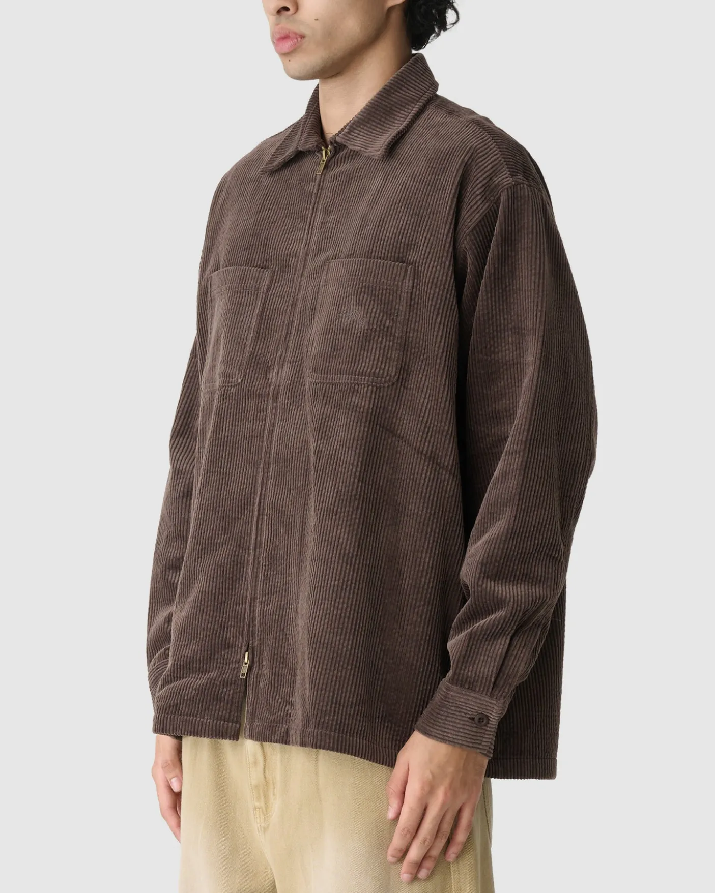 Zip Thru Long Sleeve Cord Shirt