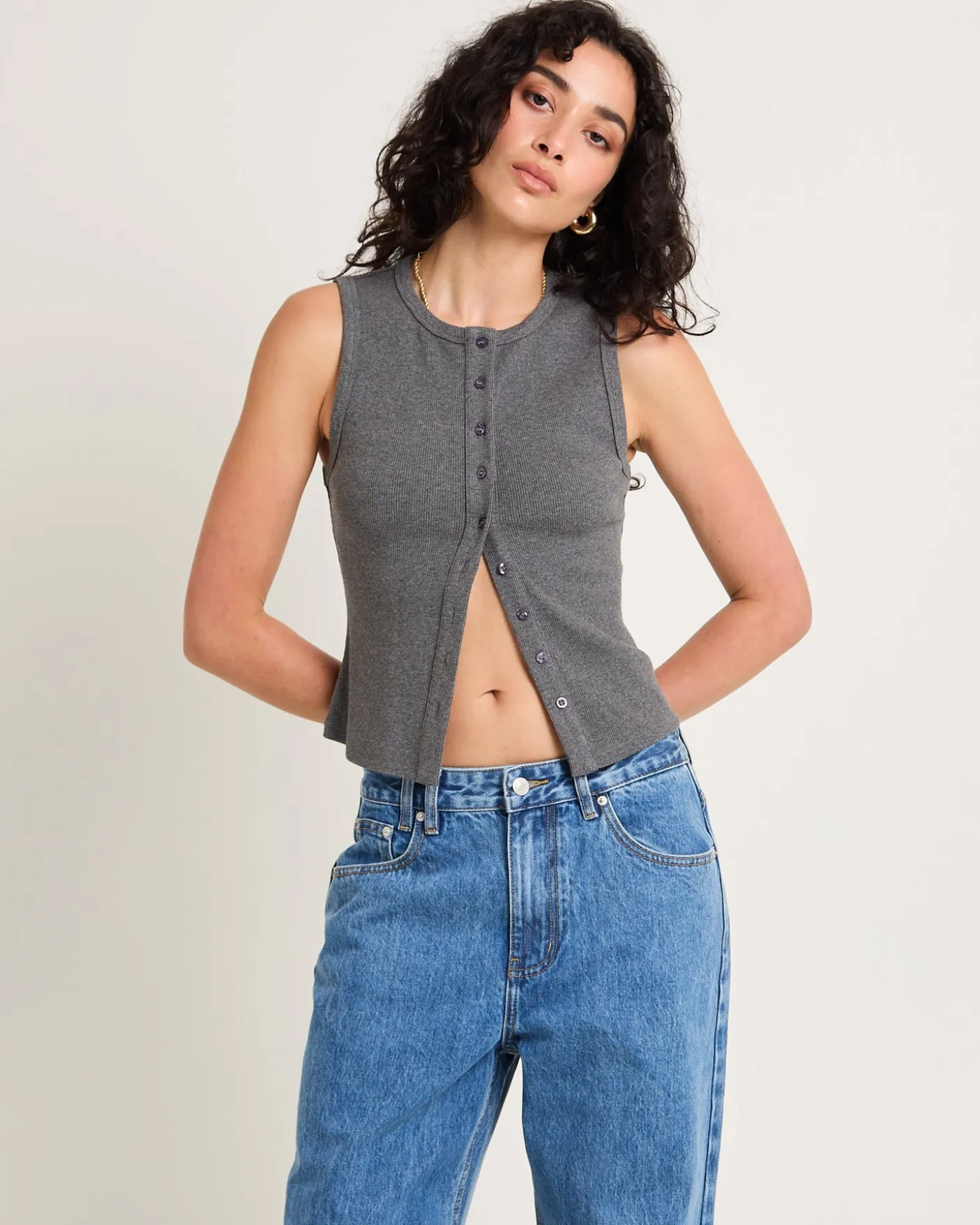 Zoe Button Front Tank Top