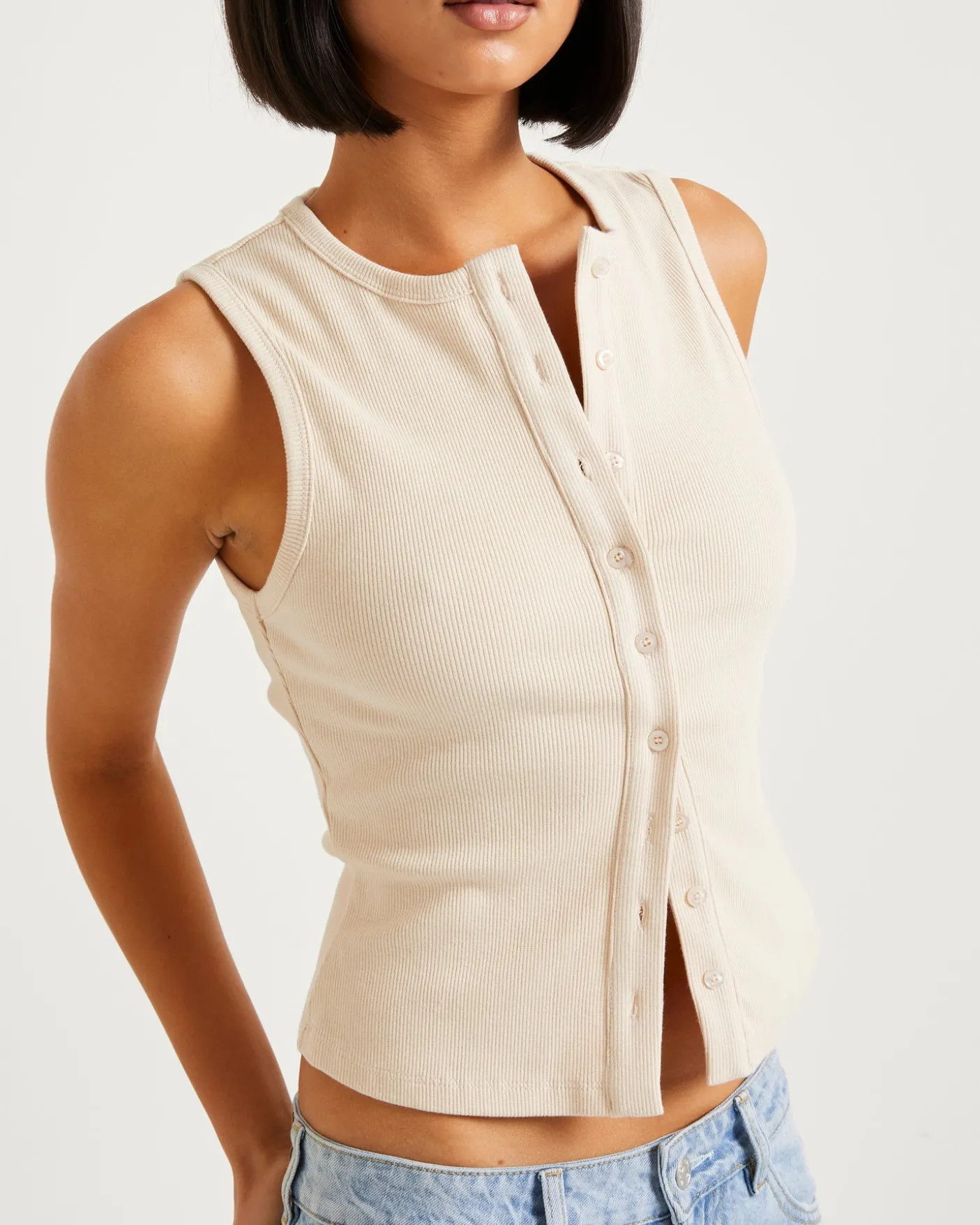 Zoe Button Front Tank Top