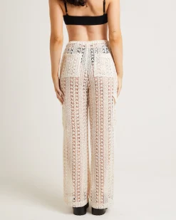 Zulu Crochet Cargo Pants in Milky White