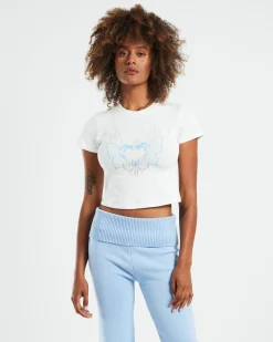 Zuri Chrome Heart Baby Tee White