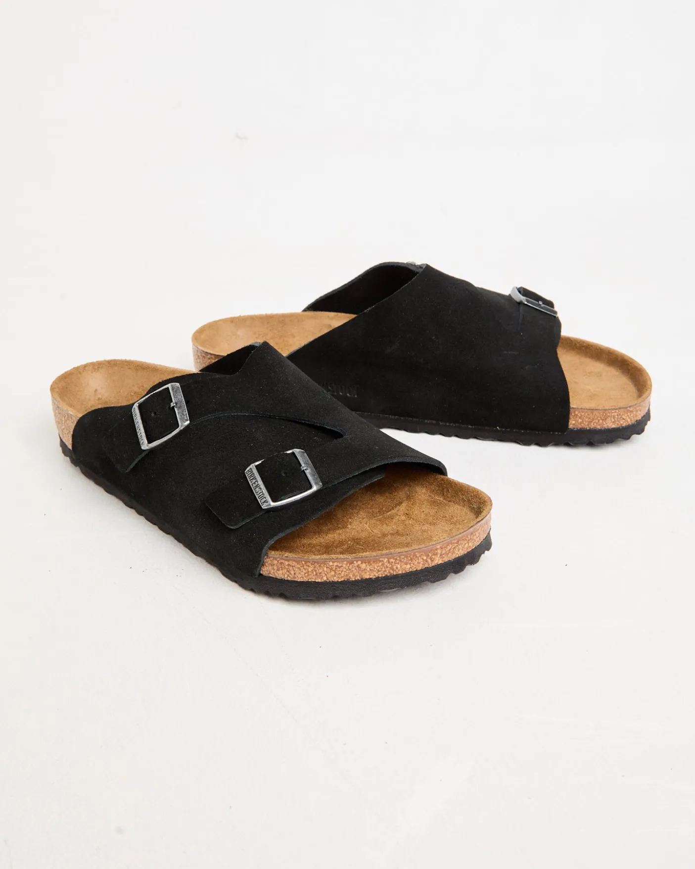 Zurich Regular Suede Leather Sandals in Black